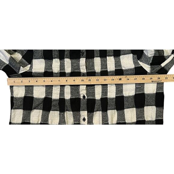 Hem & Thread Gingham Flannel Button Down Oversized Shirt Large - Picture 3 of 6